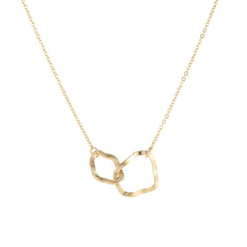 Wholesale Creative Jewelry Irregular Geometry Double Ring Chain Necklace